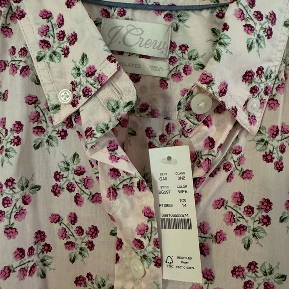 NWT JCrew Whisper Peach Berry button down - Picture 4 of 4